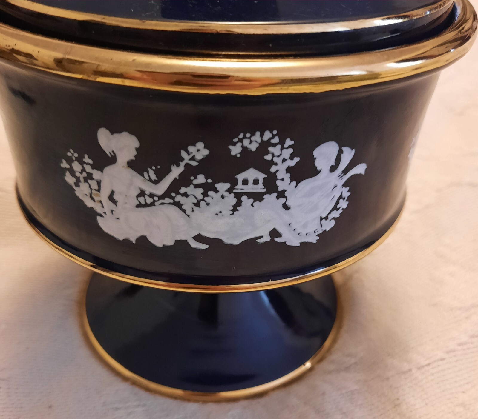 Vintage IL Verrocchio Glazed Pottery Florence Italy Decorative Cobalt Blue Jar