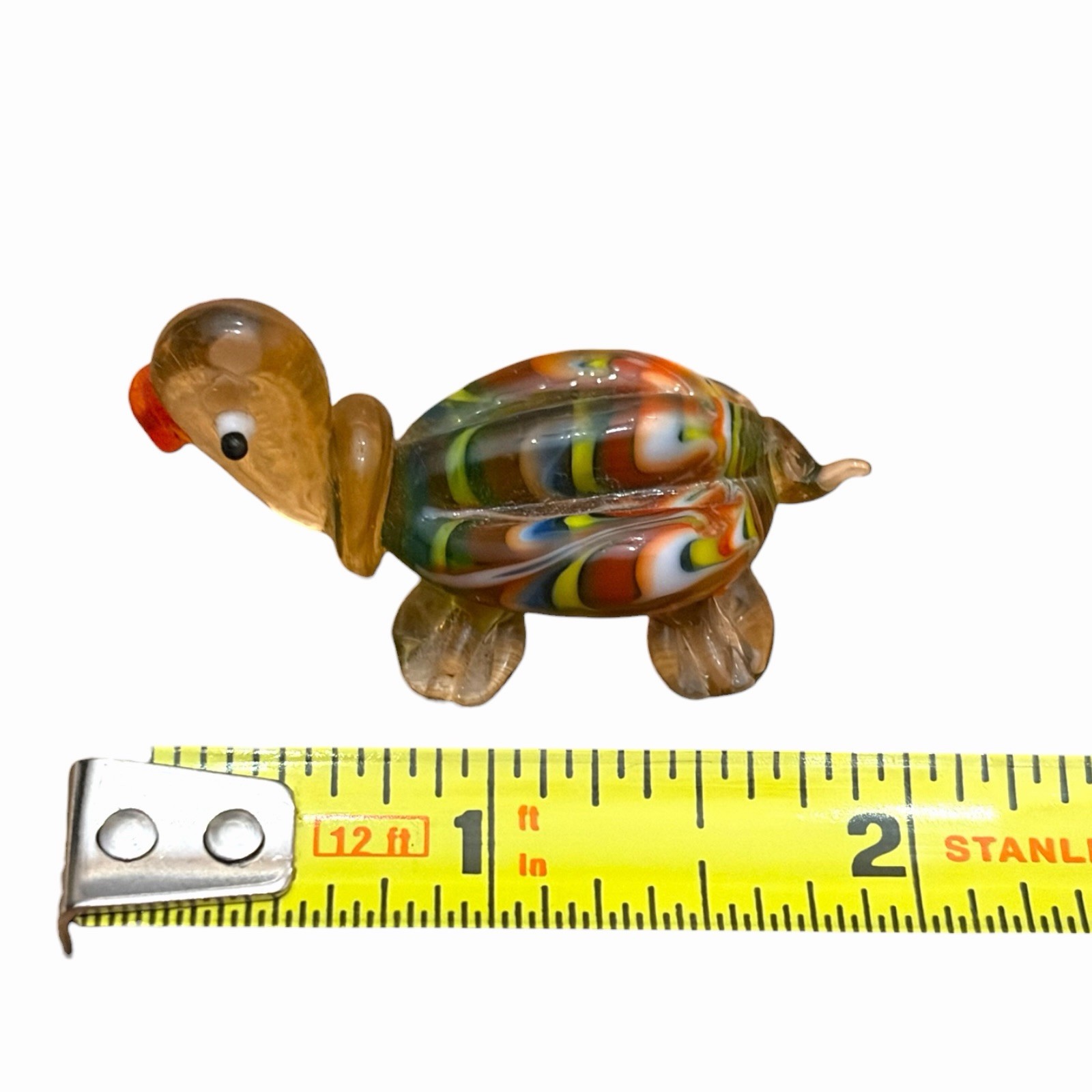 Glass Millefiori Sea Turtle Paperweight Hand Blown Vibrant Color Decorative Art