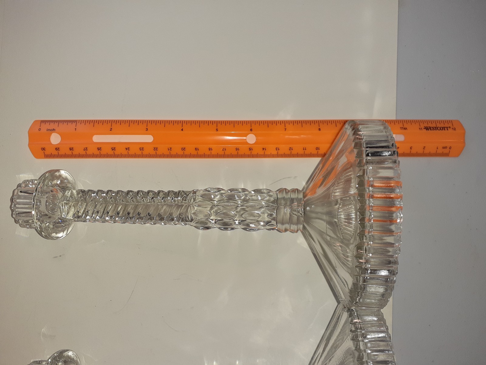 Mid Century Pair Clear Glass twisted Candlesticks