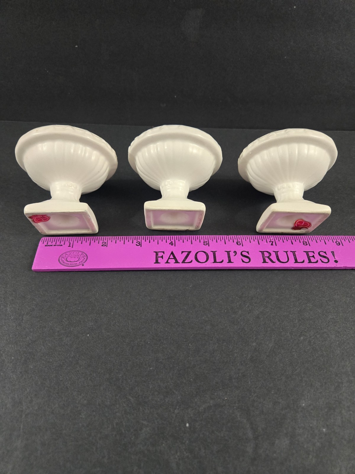 3 Rubens Originals Japan White Urn Planter Tiny Pedestal Pottery 2.5×3″ Vintage