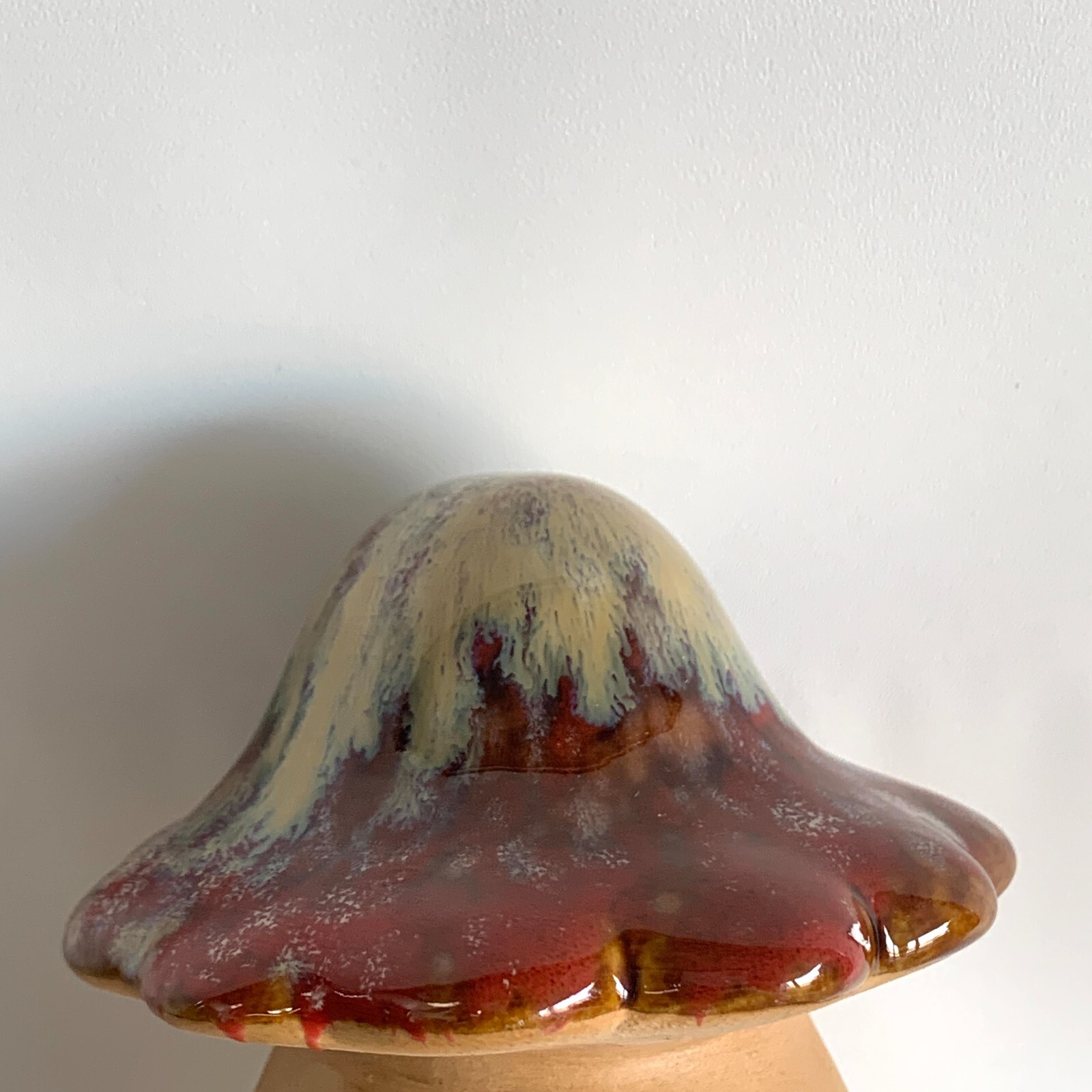 MCM Art Pottery Mushroom Drip Glaze on Cap Top Handmade 3.5″ tall Retro Vintage