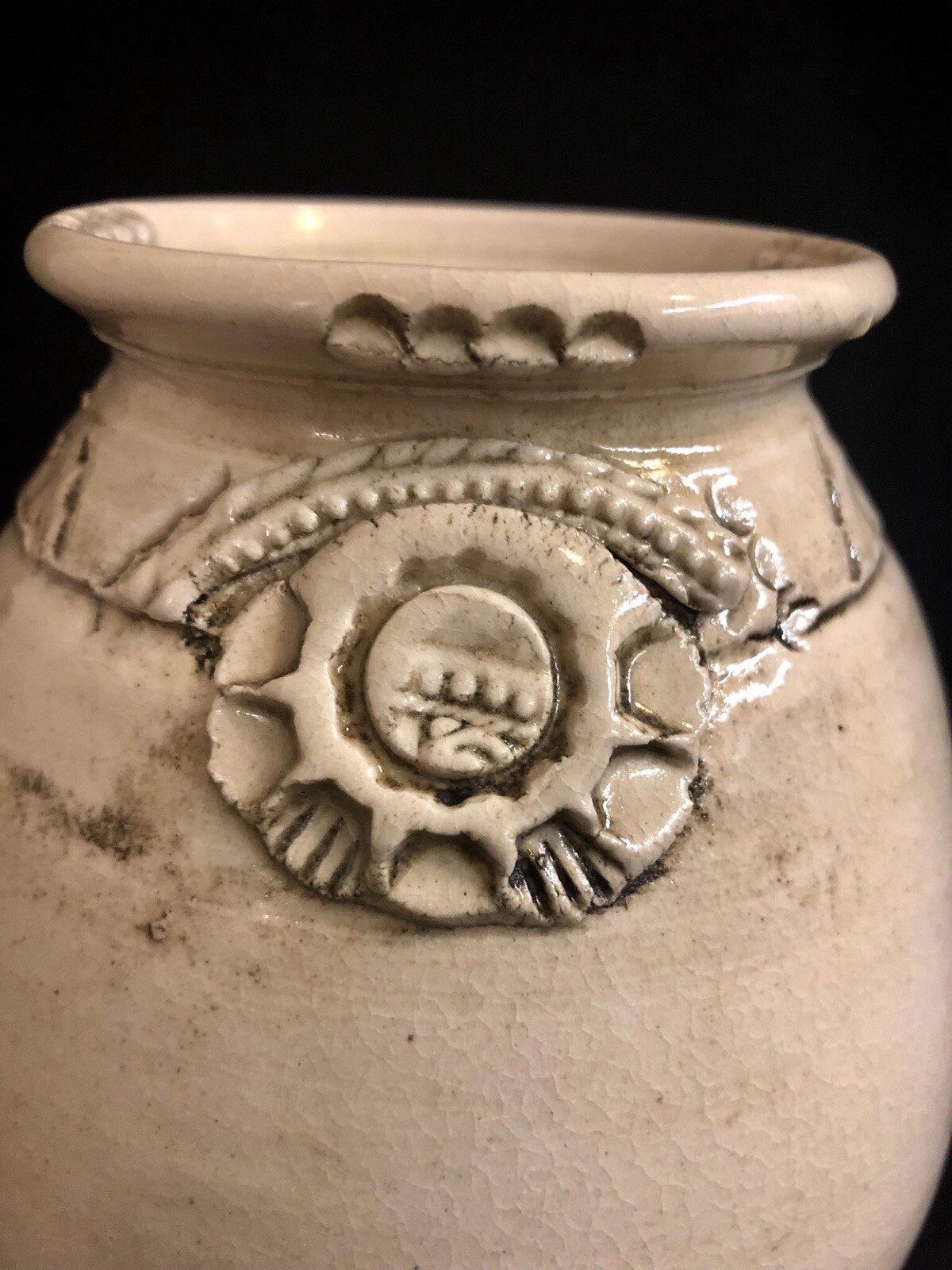 Handmade Wheel Thrown Pottery Terracotta Vase – rustic glazed – Signed Sara.