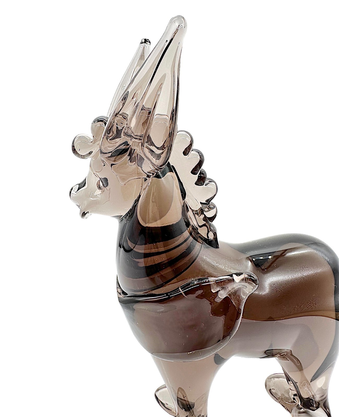 Licio Zanetti Murano Glass Smoke Gray Donkey Mule SIGNED