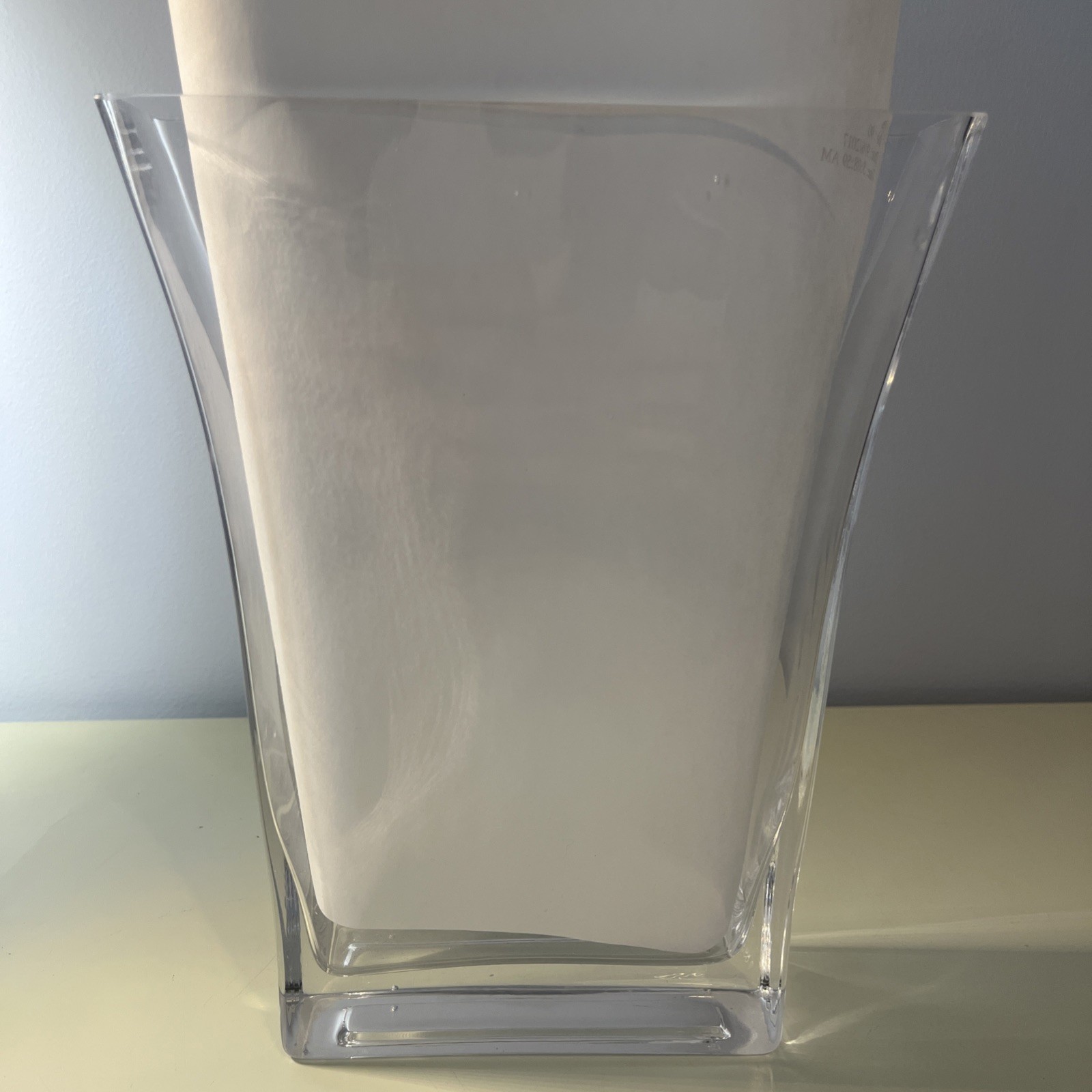 Clear Thick Glass Rectangle Flared Vase Home Decor Table Shelf Accent 9.8” X 7”