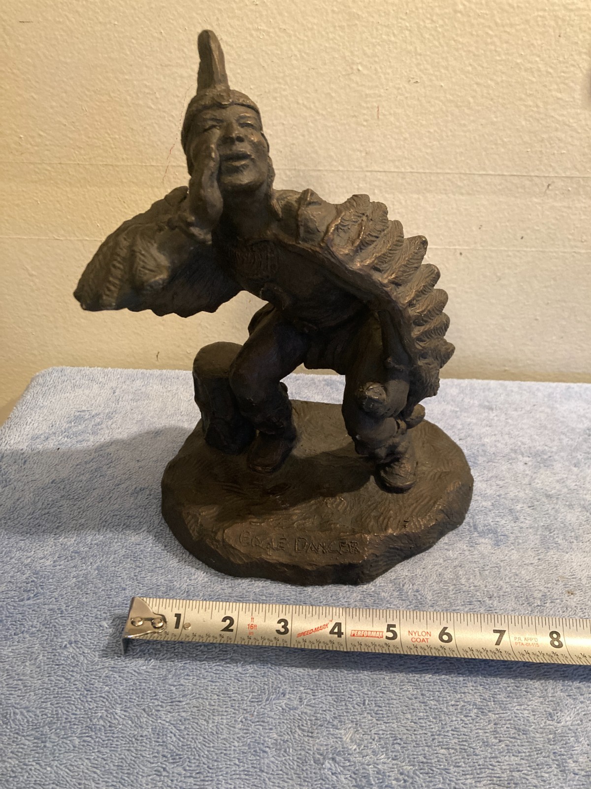 VINTAGE ESTATE FIND EAGLE DANCER NATIVE AMERICAN METAL SCULPTURE FIGURINE