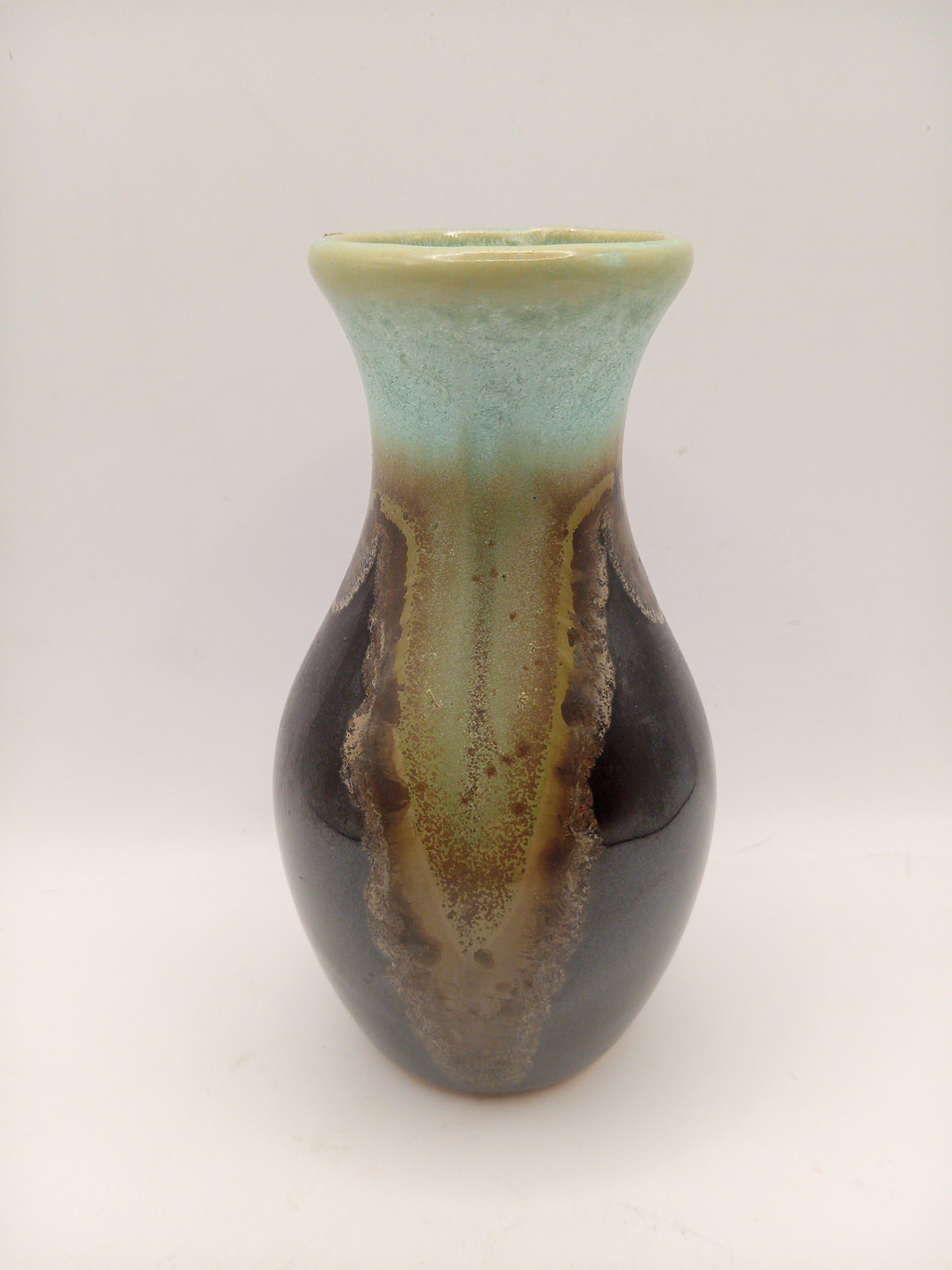 5inch Studio Art Pottery Celadon Color Brown Drip Glaze Small Vase