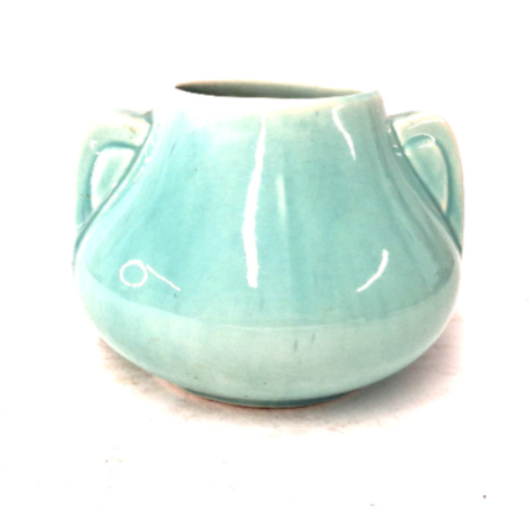 Hull Pottery Double Handle Vase Aqua Celadon Glaze Art Pottery Vintage USA