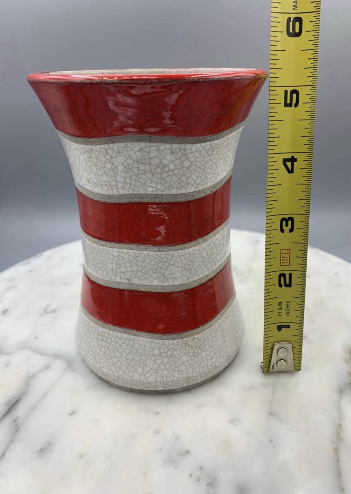 Artist Signed “Chrisco” Vase, Red and White