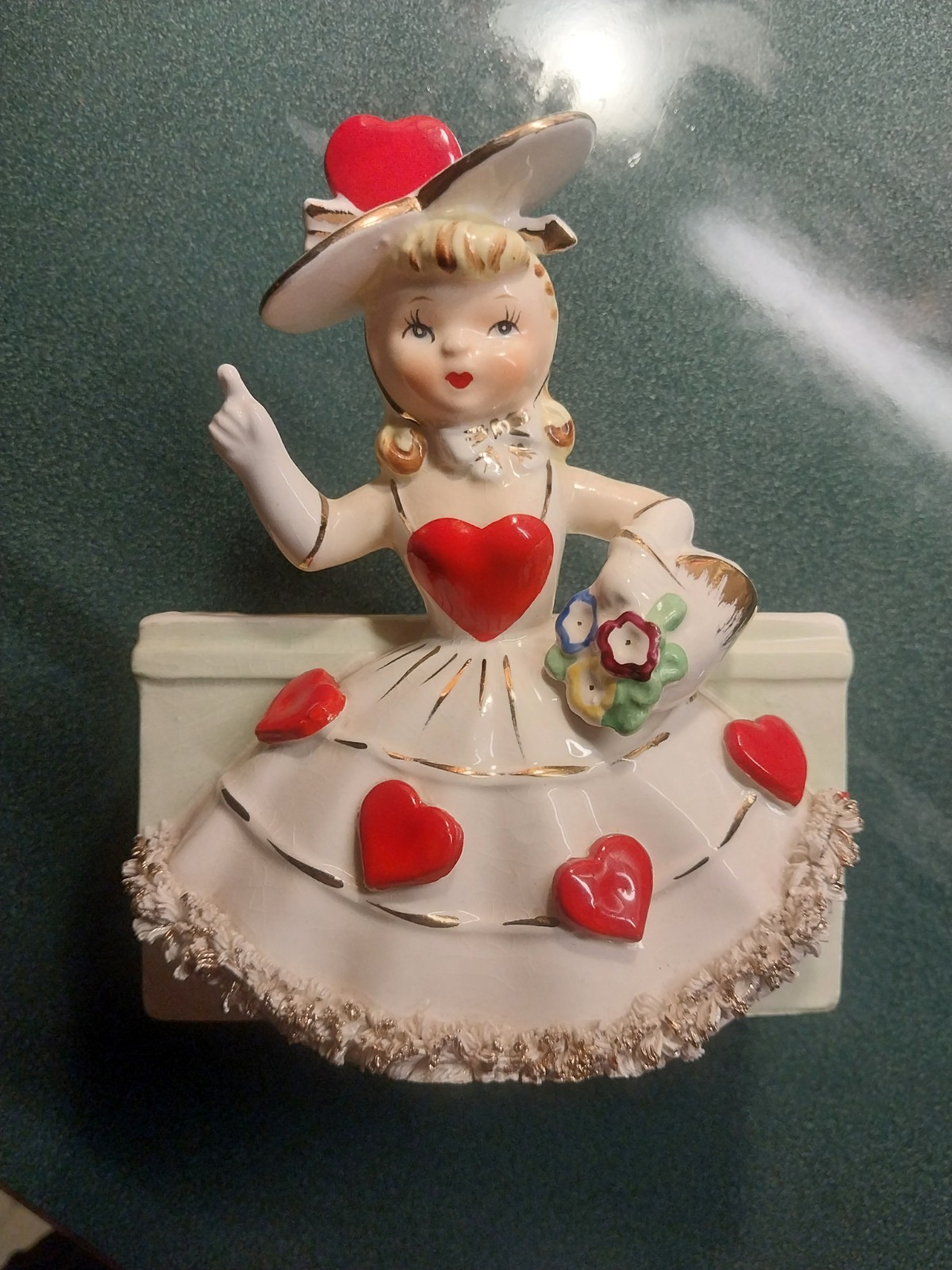 1956 RELPO Realible Glassware and Pottery Heart Girl Vase