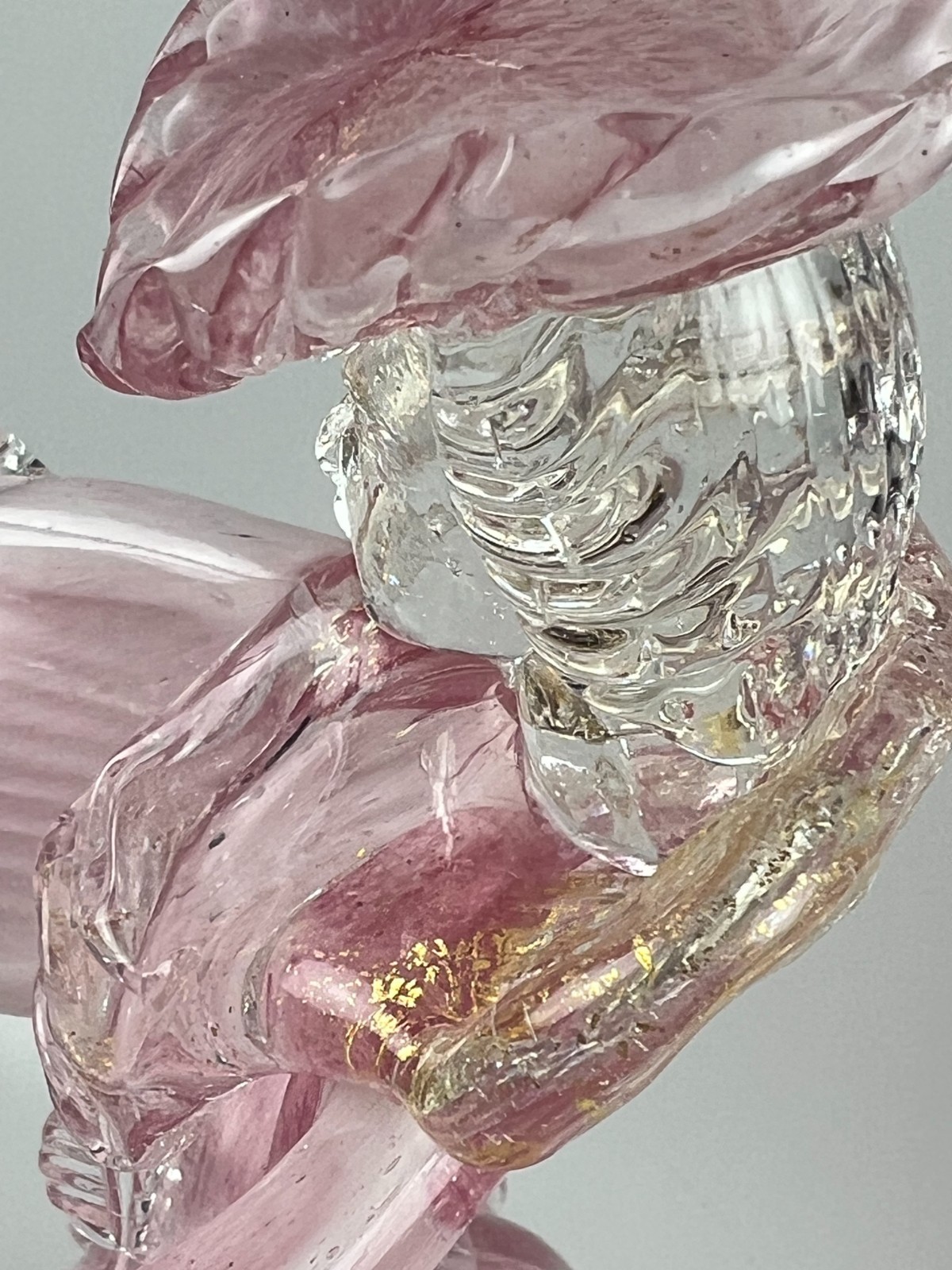 Vintage Murano pink Glass dancing damsel and gent Goldoniani couple figurines