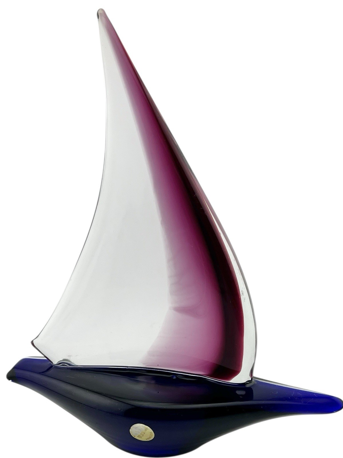 Murano Art Glass Sailboat Sandro Frattin Hand Blown Blue & Purple #80/500 Italy