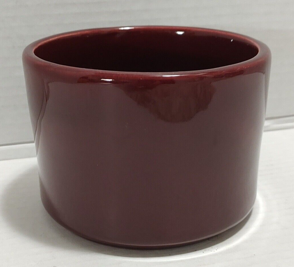 Vtg 1980s Haeger USA 8888 Crock Shaped Pottery Planter Burgundy 5.25″ Wide
