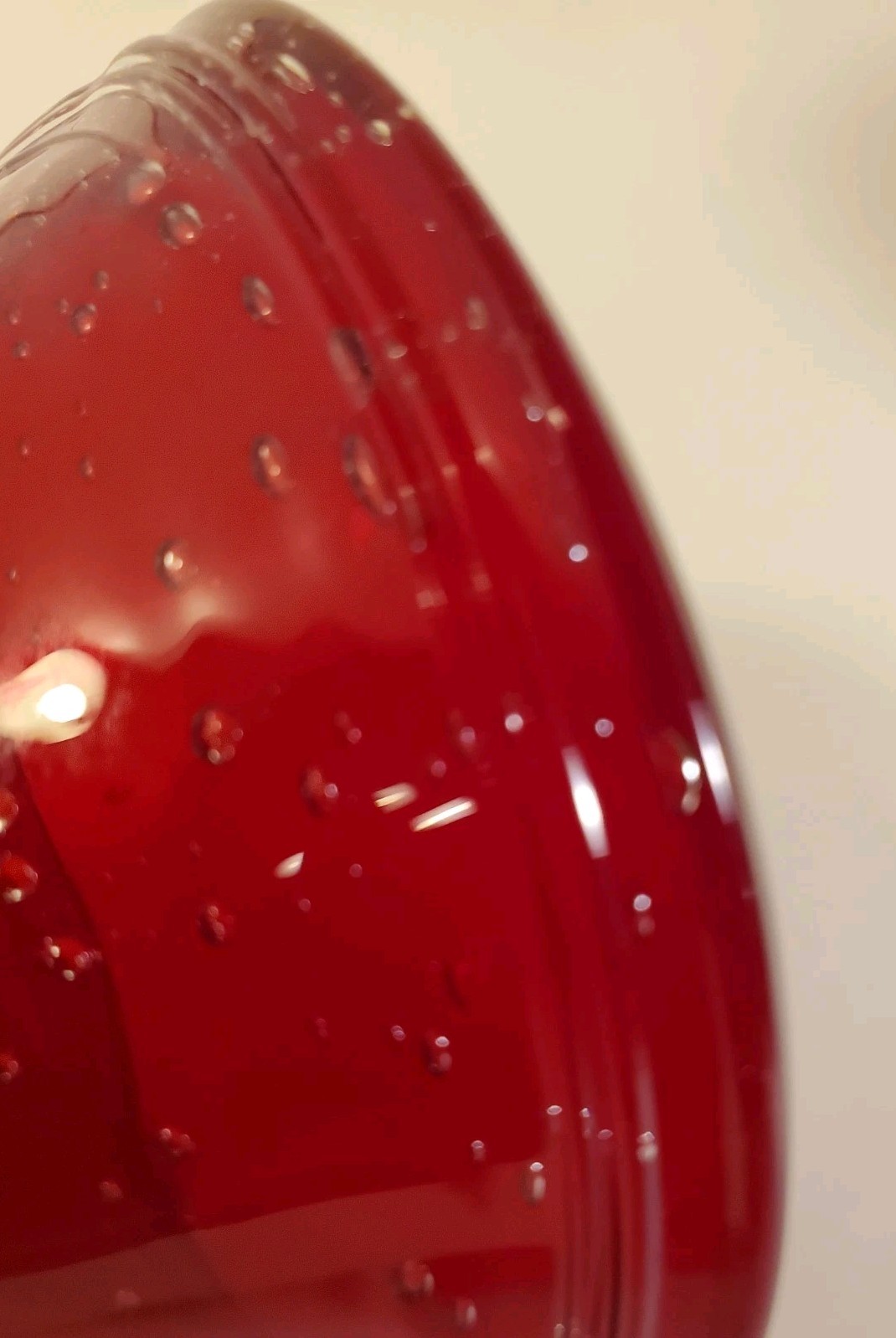 Vintage Hand Blown Art Glass Vase Bubbles Cranberry Red Pinched 6 in × 4.75 in