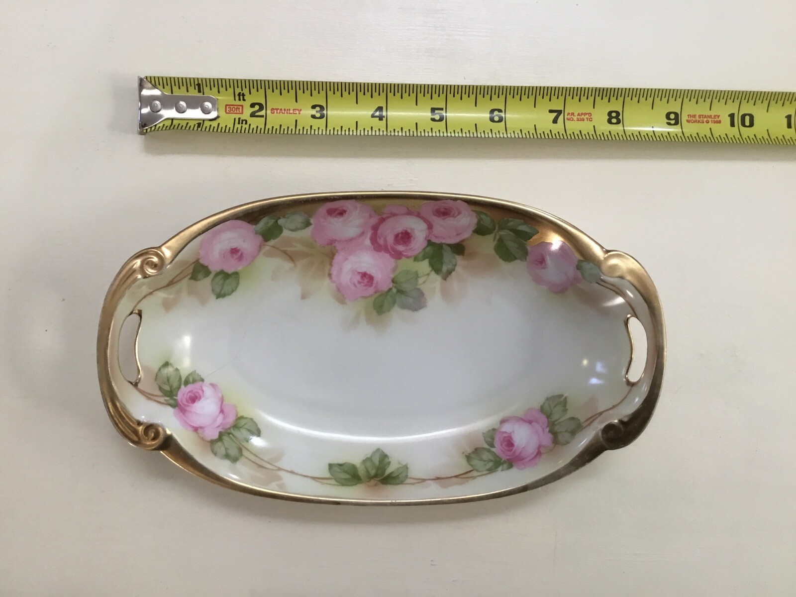 ANTIQUE RS GERMANY FLORAL CELERY/RELISH DISH REINHOLD SCHLEGELMILCH TILLOWITZ