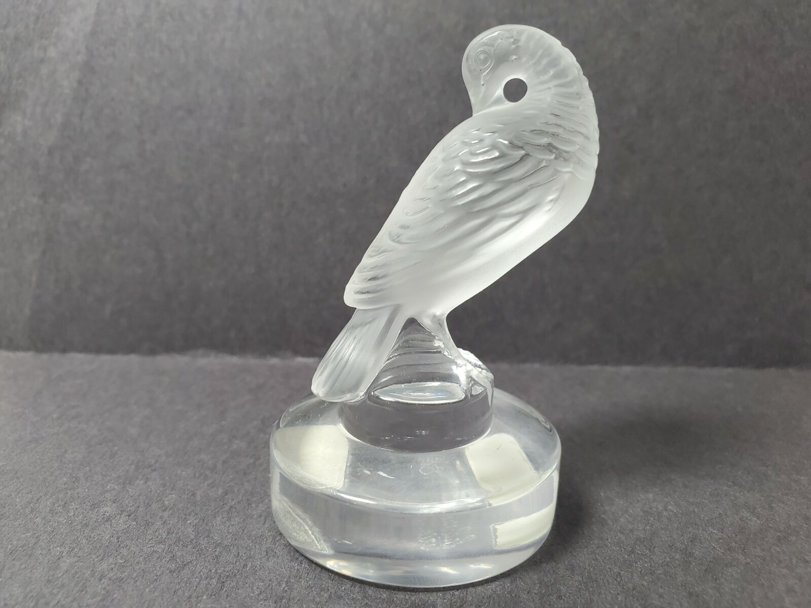 LALIQUE FRANCE Turtle Dove Turned Head Crystal Figurine Letter Seal Cachet