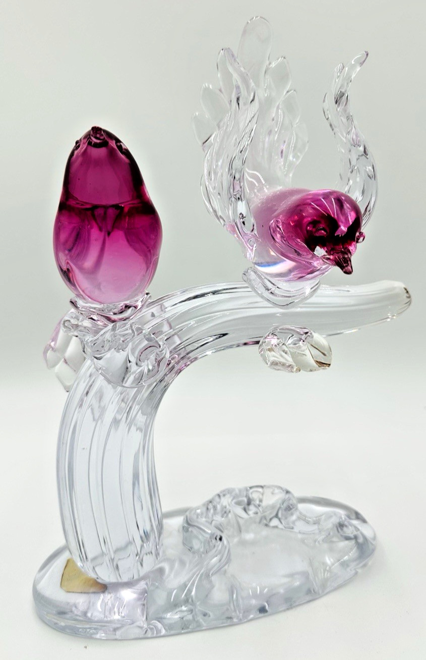 Vintage Signed Murano Renato Anatra Art Glass Love Birds Sculpture 11.5″ x 8″