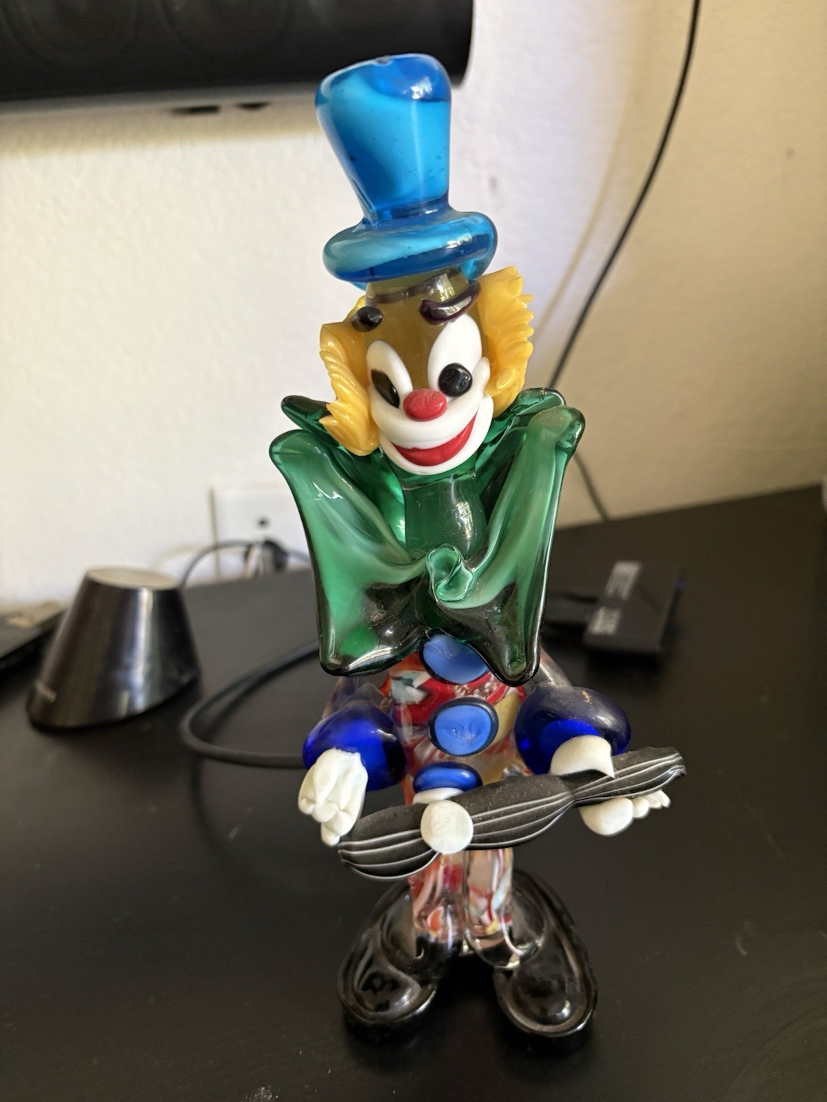 Murano Venetian Hand Blown Art Glass Clown Figurines Set of 4 Multicolor
