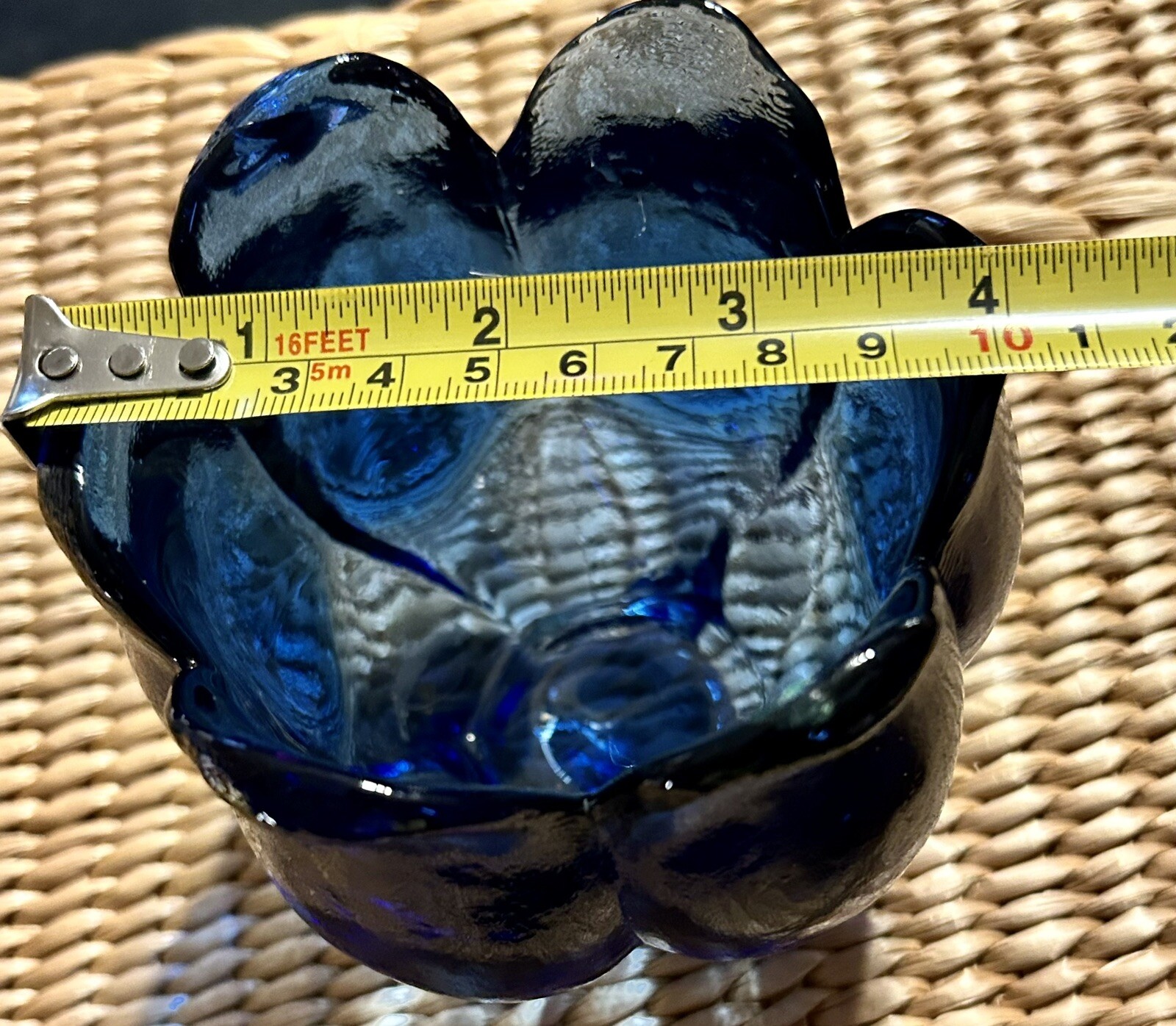 VINTAGE SPAIN DESIGN GUILD Cobalt Blue Heavy Glass Tulip Petal Vase Bowl