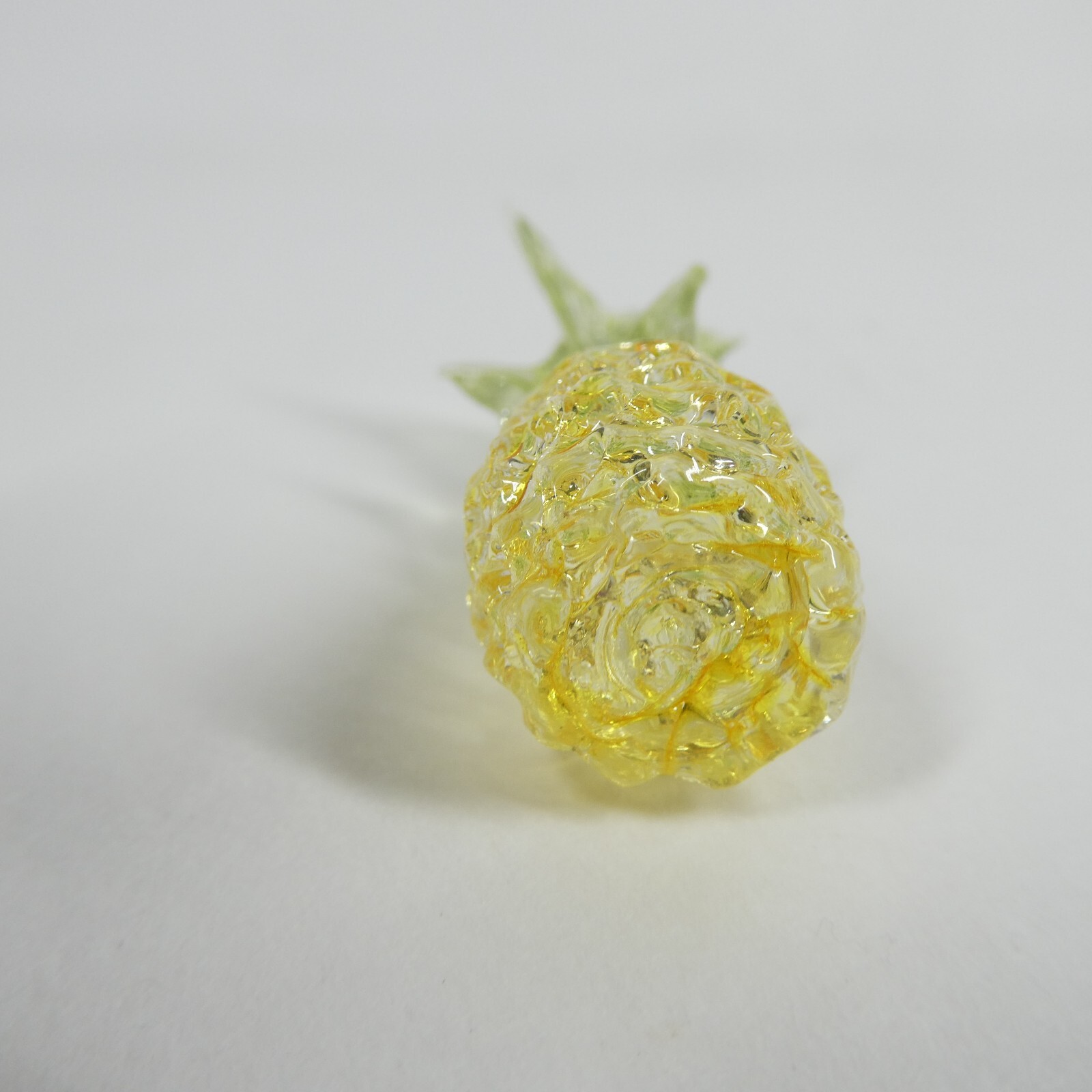Spun Glass Pineapple Figurine Handmade Vintage 1.75″ Tall
