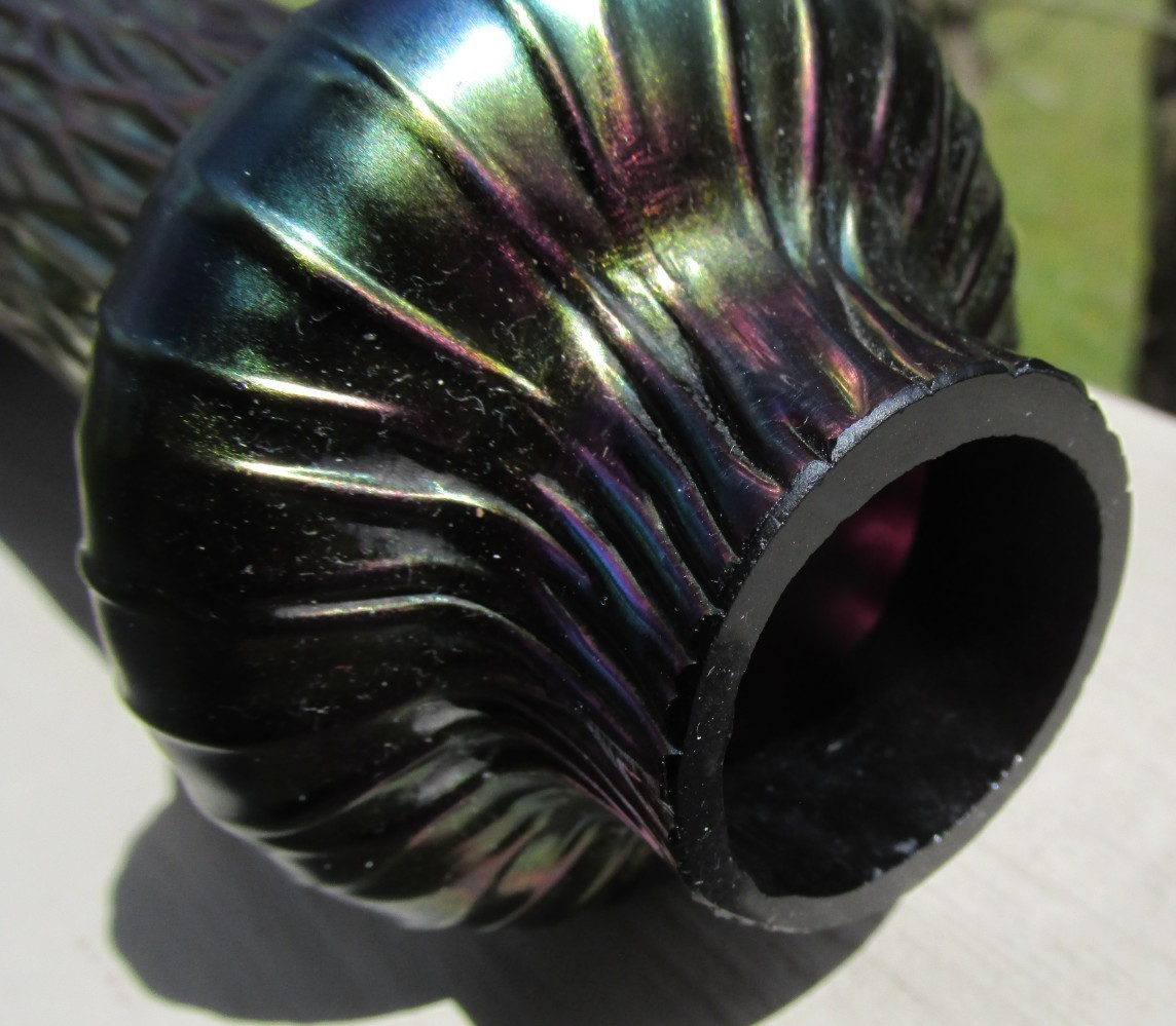 Antique 1900 Bohemian Czech Kralik Martele Iridescent 8.5″ Art Glass Vase HTF!