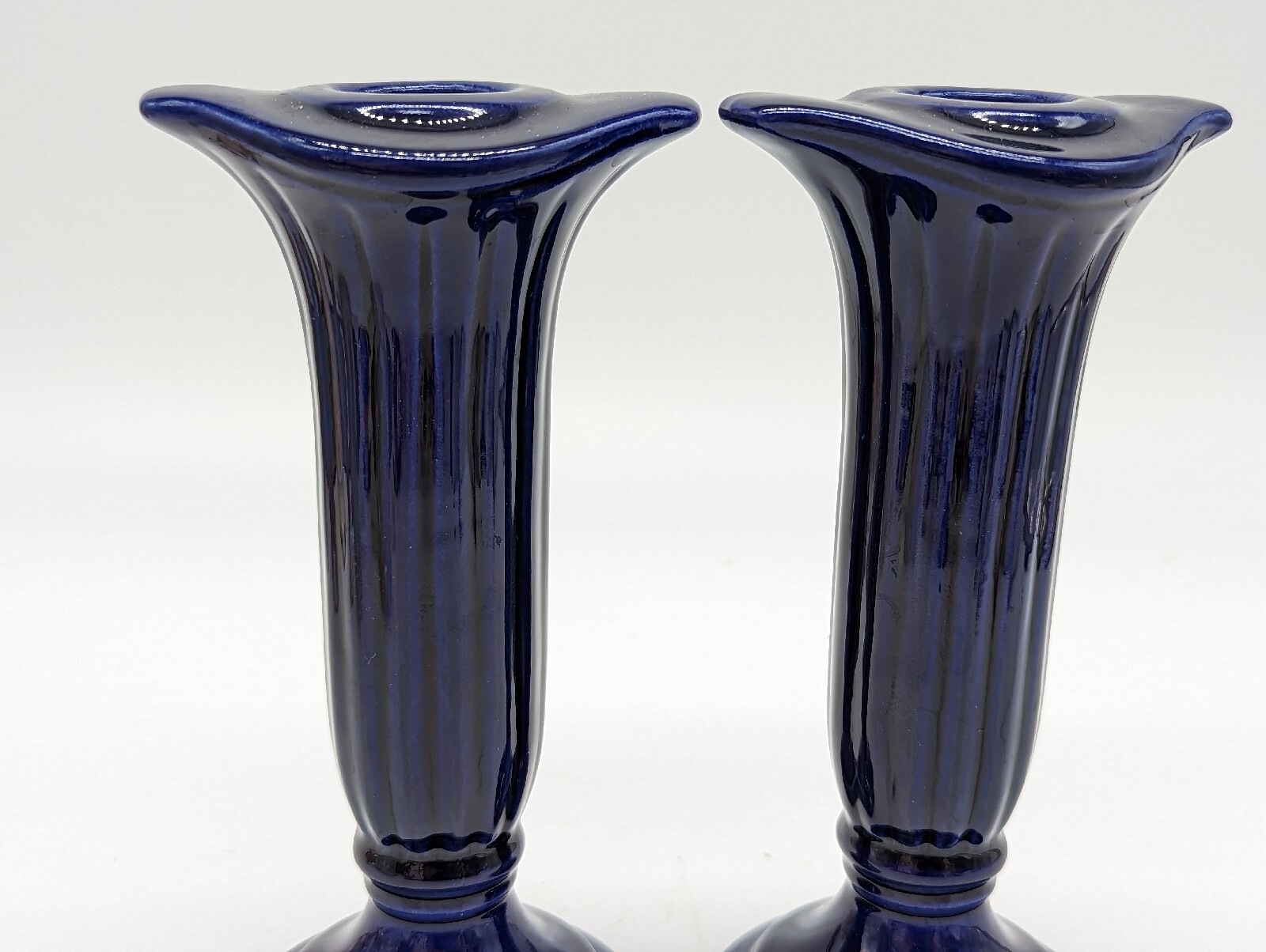 Vtg Pair Royal Haeger Dark Blue Navy Blue Candlestick Holders Set Of 2 6” Read