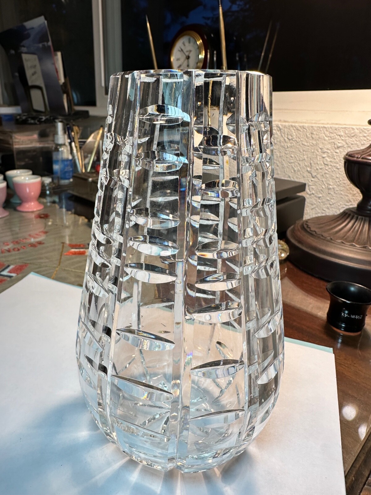 Vintage 70’s Waterford Crystal 7″ Vase Tralee Pattern Marked Waterford Ireland