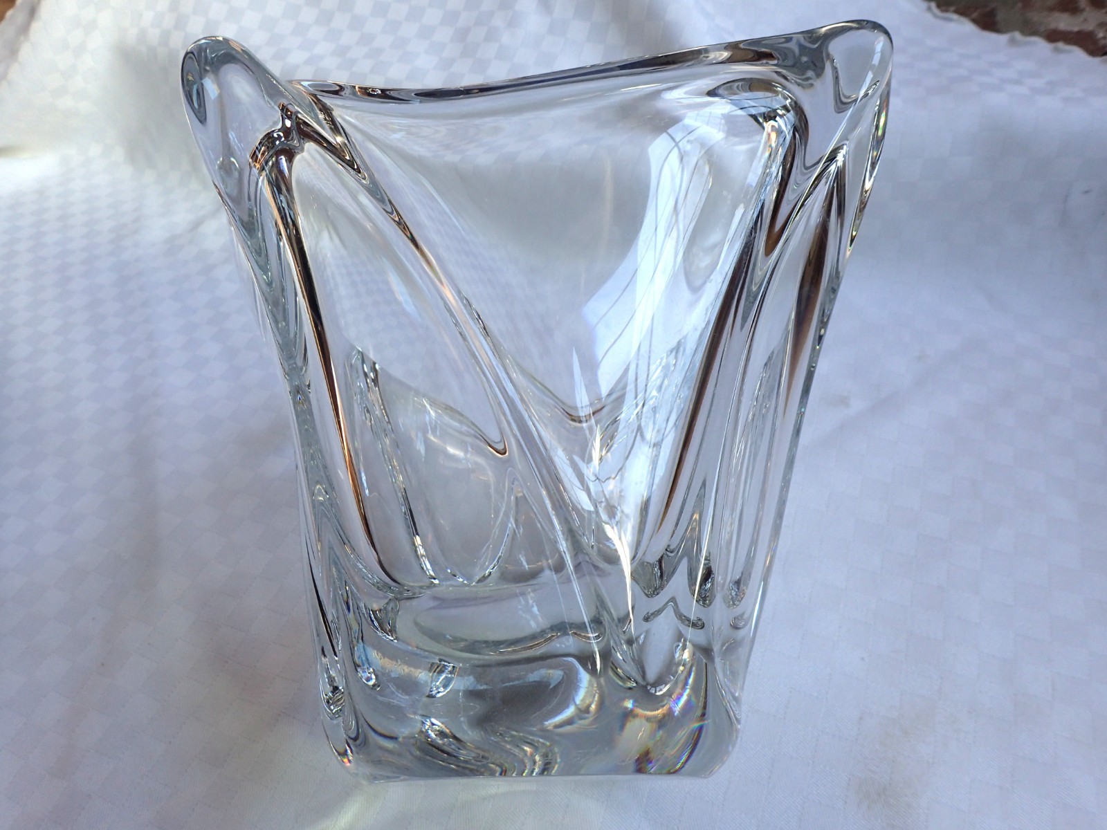 VINTAGE ANTIQUE HEAVY SIGNED DAUM FRANCE CRYSTAL GLASS VASE 11 1/2 POUNDS