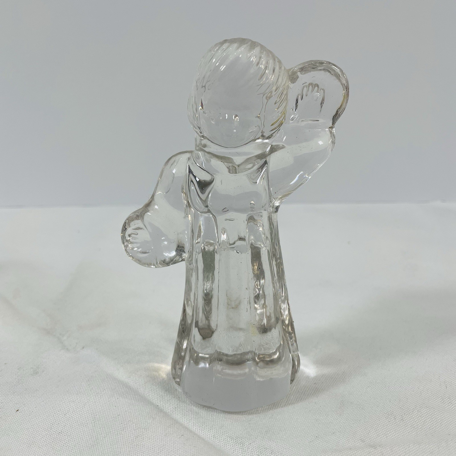 Mikasa crystal glass angel figurine playing harp violin man cherub 3PC