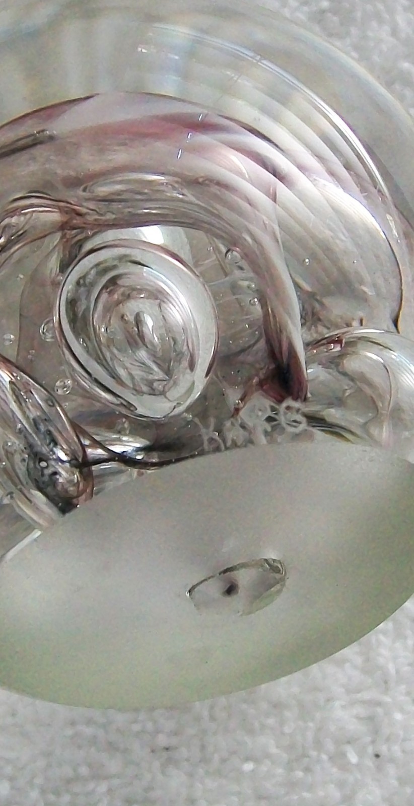 Karg Hand Blown Clear & Purple Glass Bubbles Paperweight