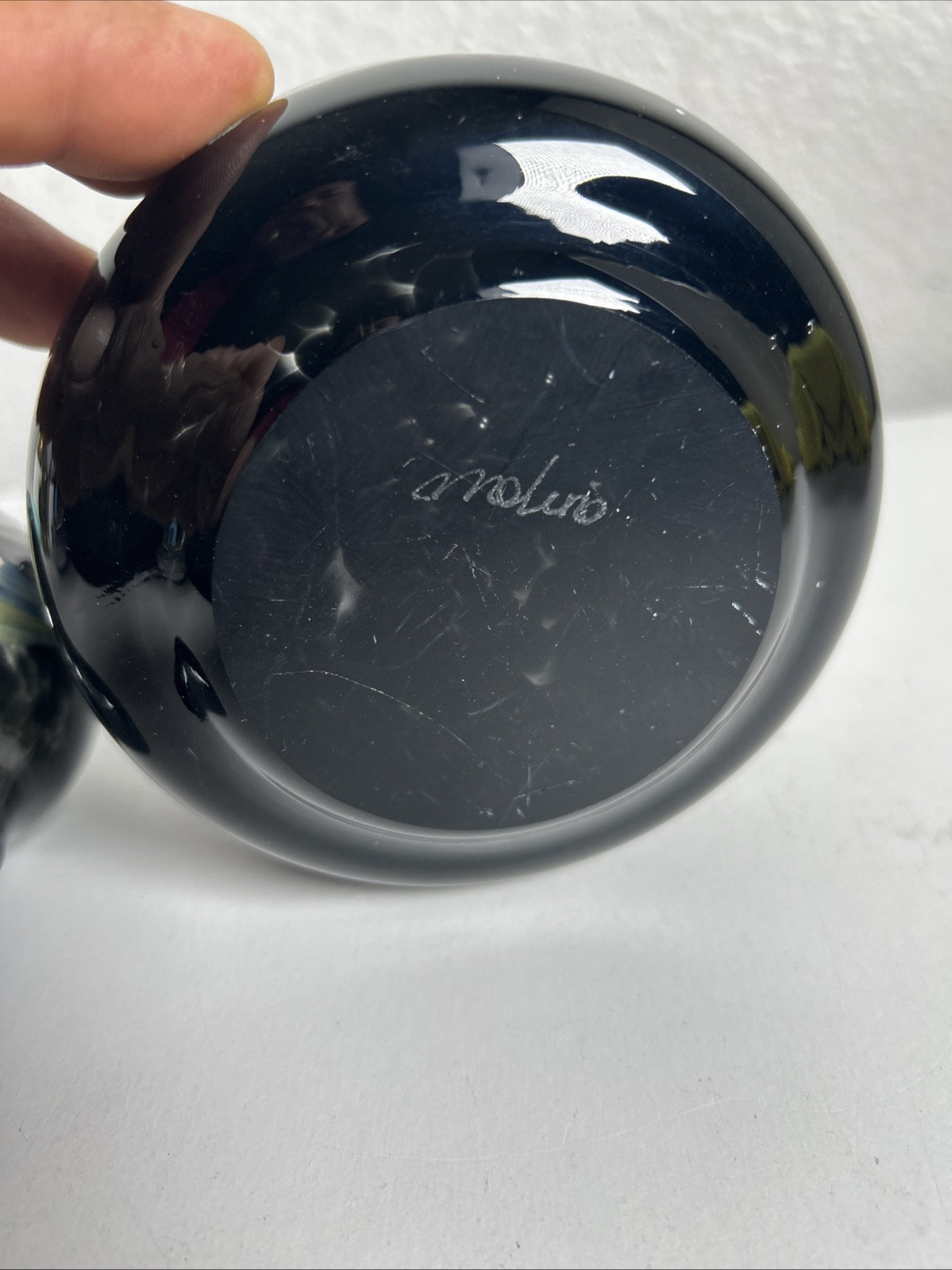 Vintage 1970’s Mdina Art glass Decanter Made in Malta Signed Black Rare