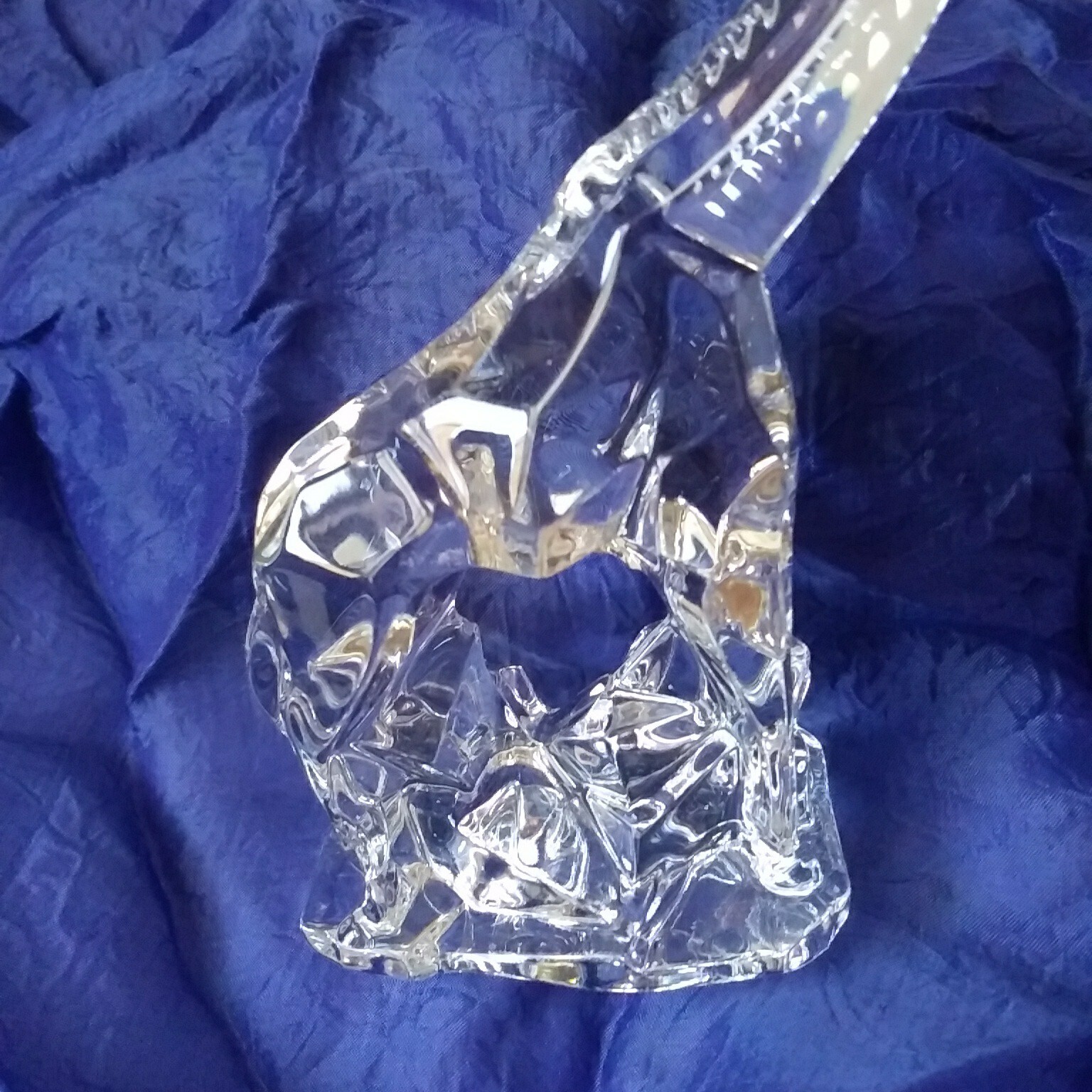 Italian Crystal Giraffe Chiseled Figurine 24% Lead Glass Made In Italy