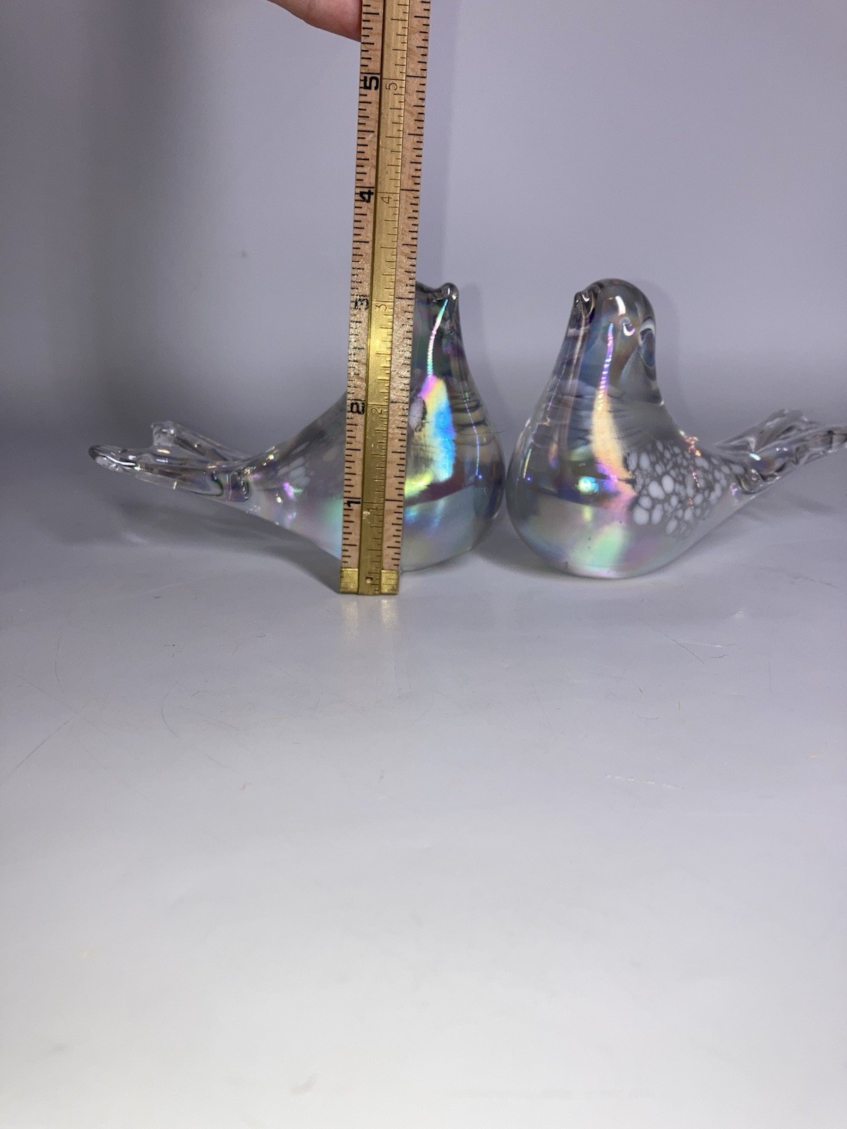 Murano Silvestri Love Doves Paperweights Set 2 Gorgeous Polished Bottoms No Chip