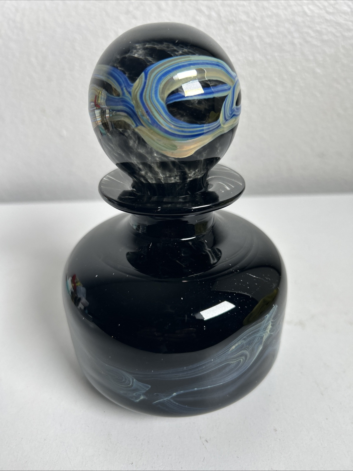 Vintage 1970’s Mdina Art glass Decanter Made in Malta Signed Black Rare