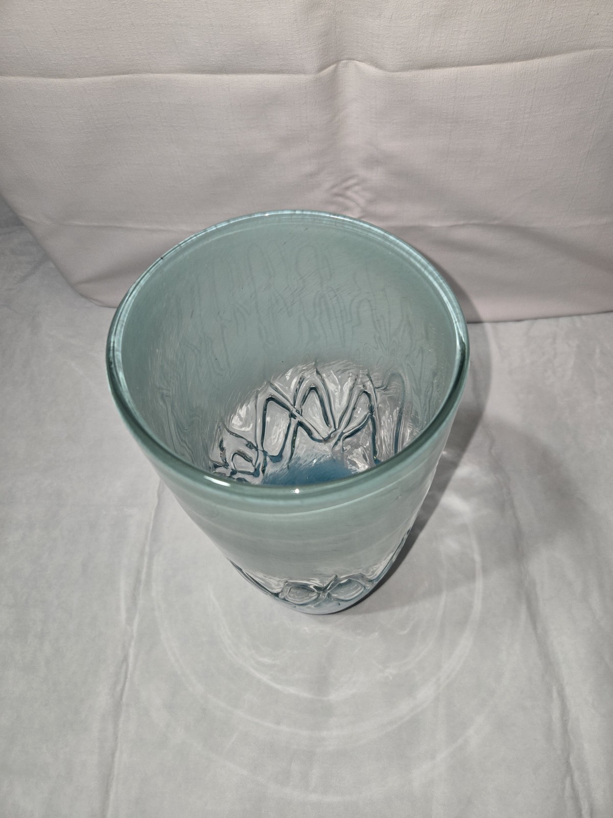 Murano Hand Blown Art Glass Multi Color Green Clear and Blue 14 H x 6 W