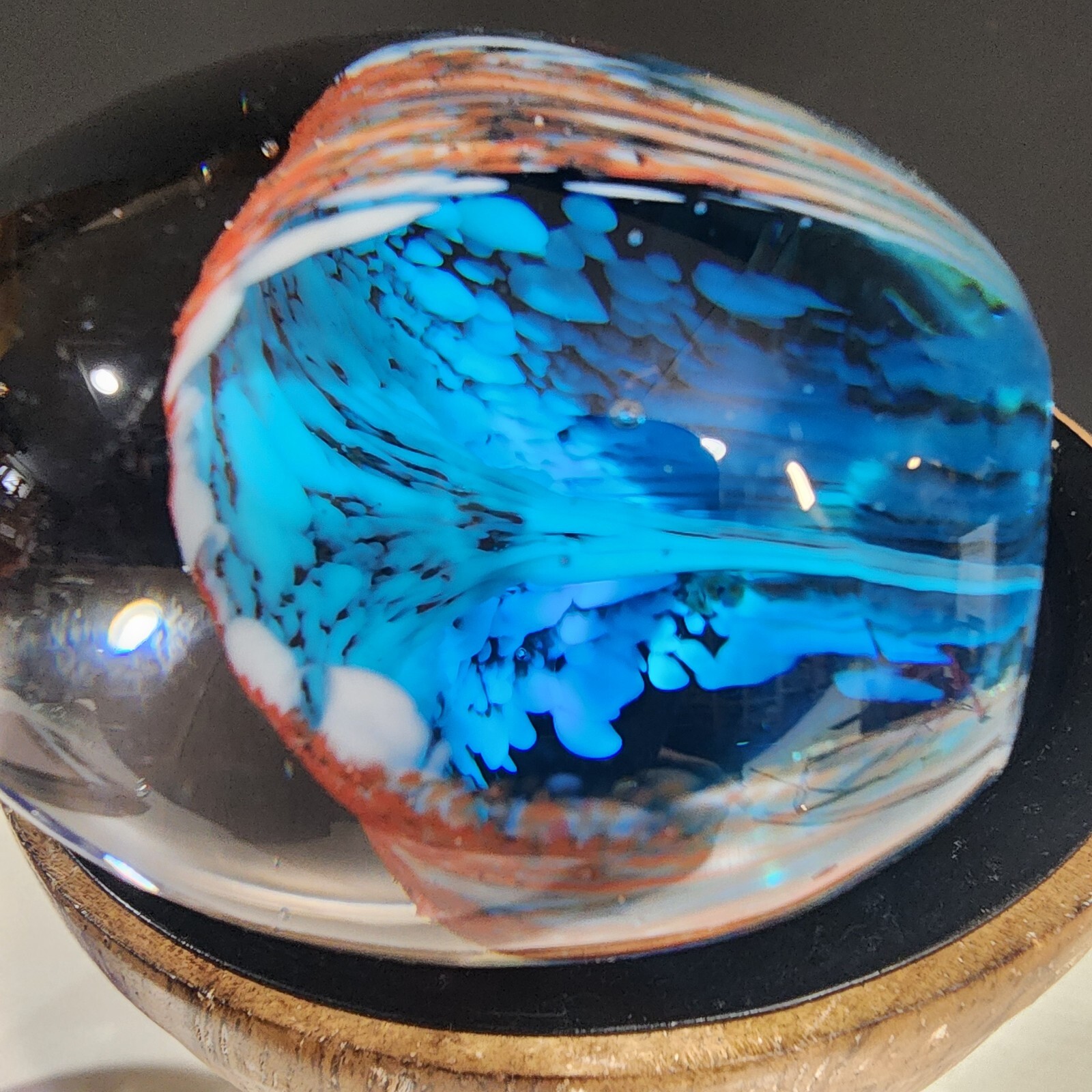 2 Vintage Glass Paperweights ~ Swirl Art Glass ~Egg Shaped