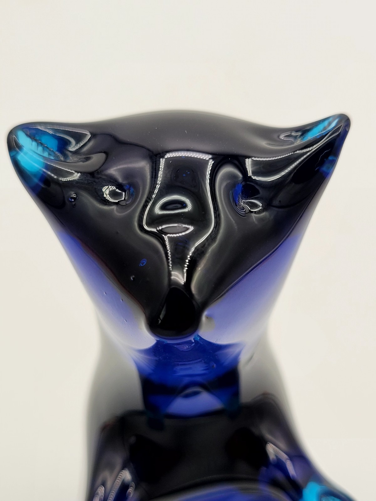 Rainbow Art Glass Blue Bluenique Glass Bear Figurine Paperweight Label Mint