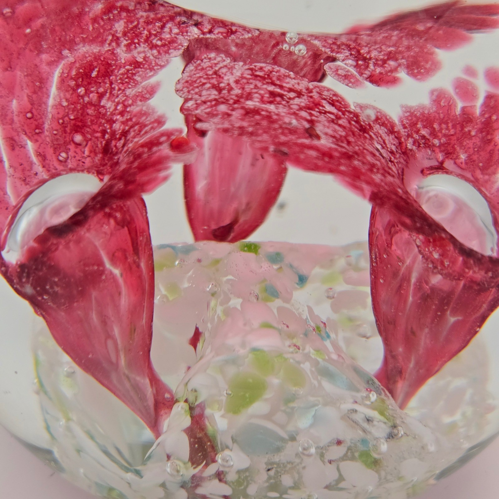 Art Glass Floral Paperweight Pink Flower Studio Glass Sphere almost 4lbs