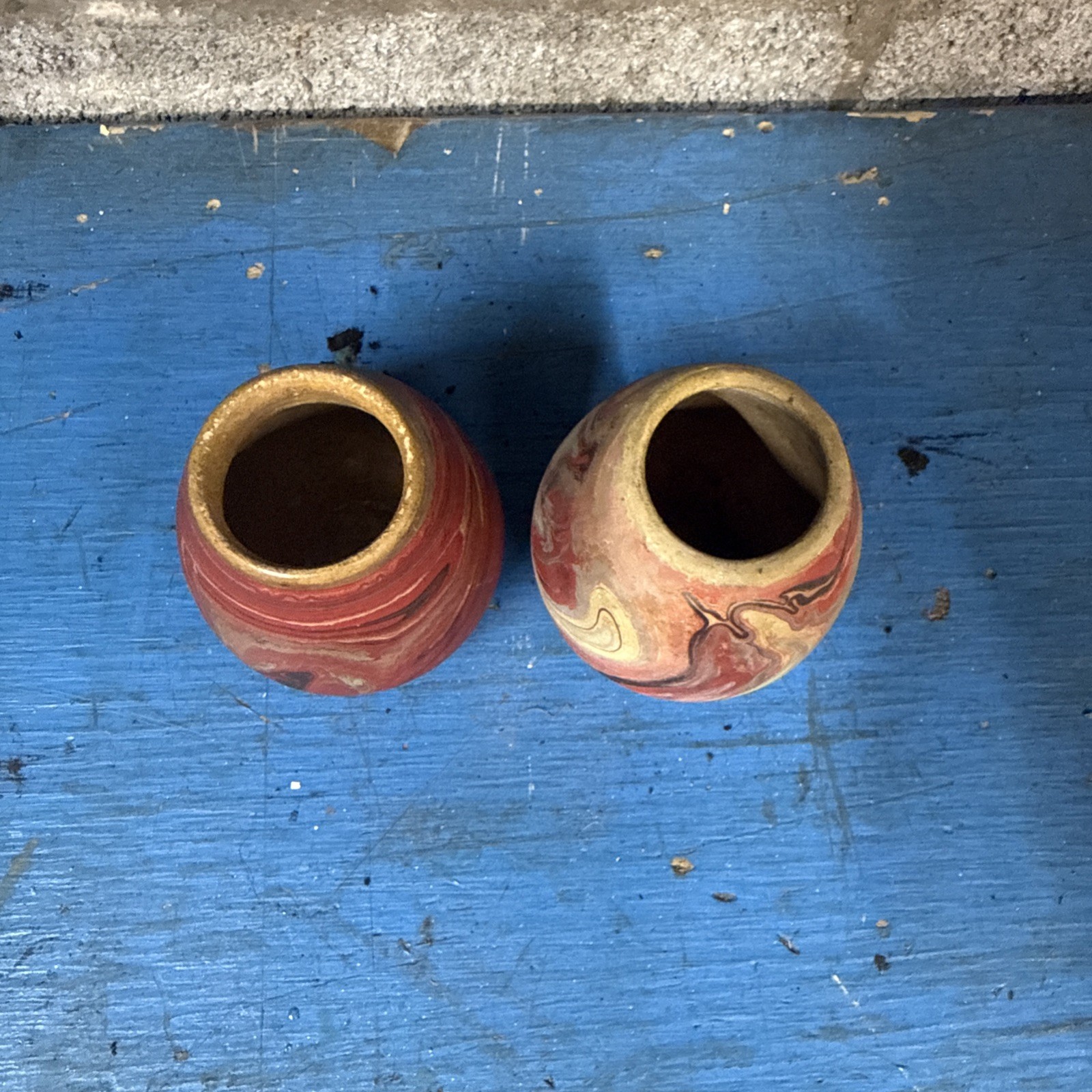 2 Unmarked Handmade Mini pottery vases