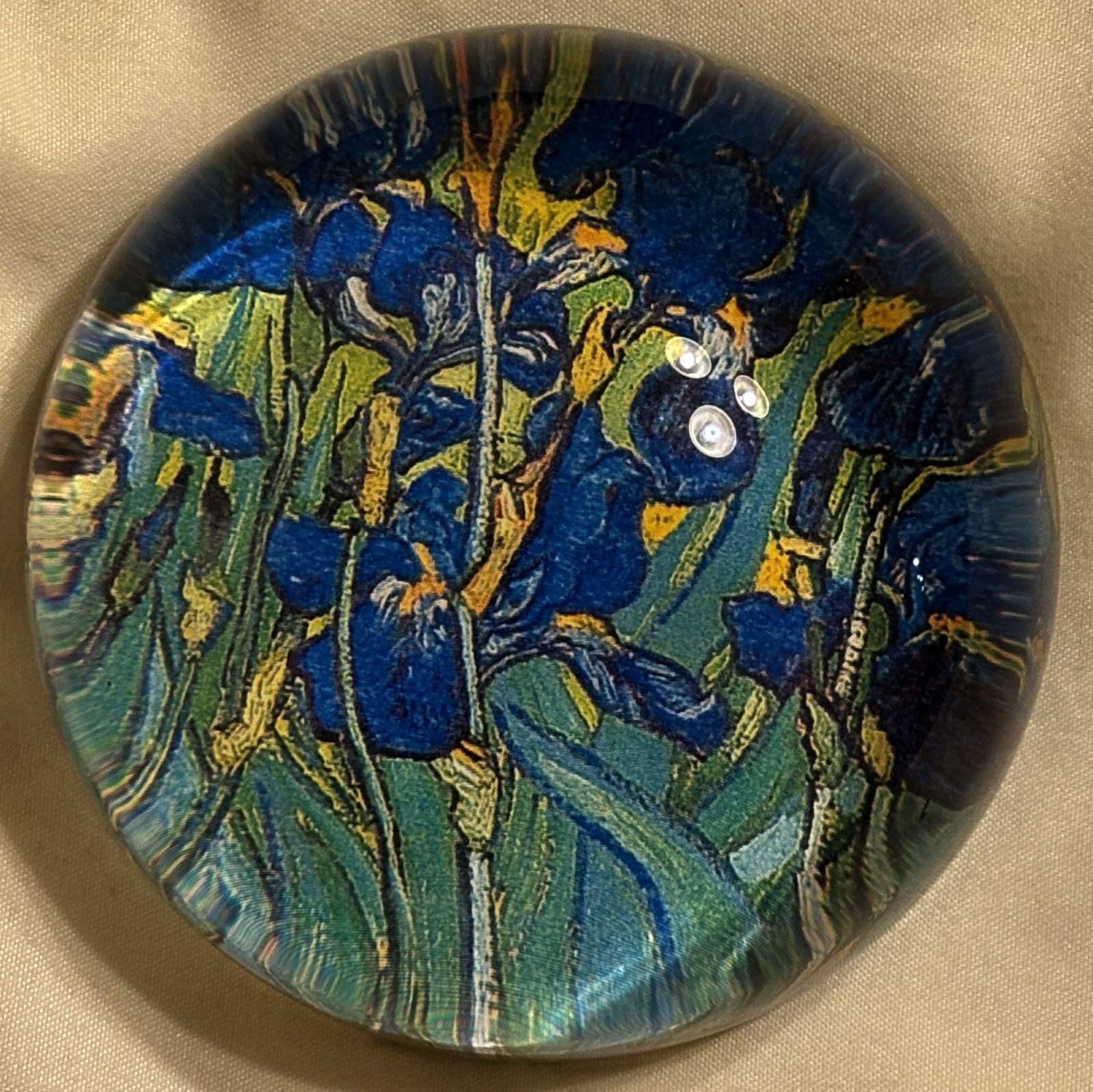 Van Gogh Irises Glass Desk Dome Paperweight, Durwin Rise 070