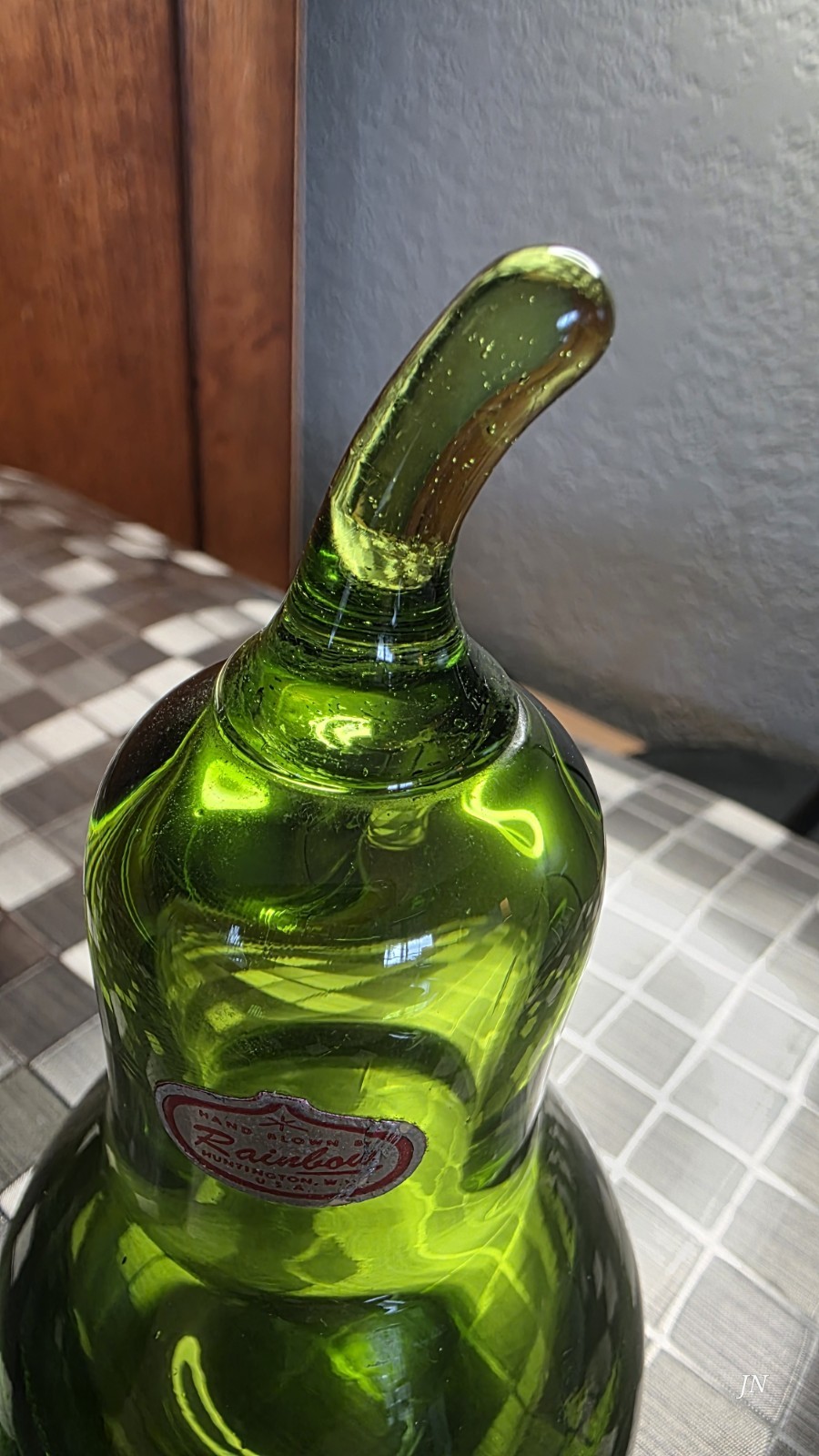Rainbow Viking Glass Pear Green Great Condition With Sticker!