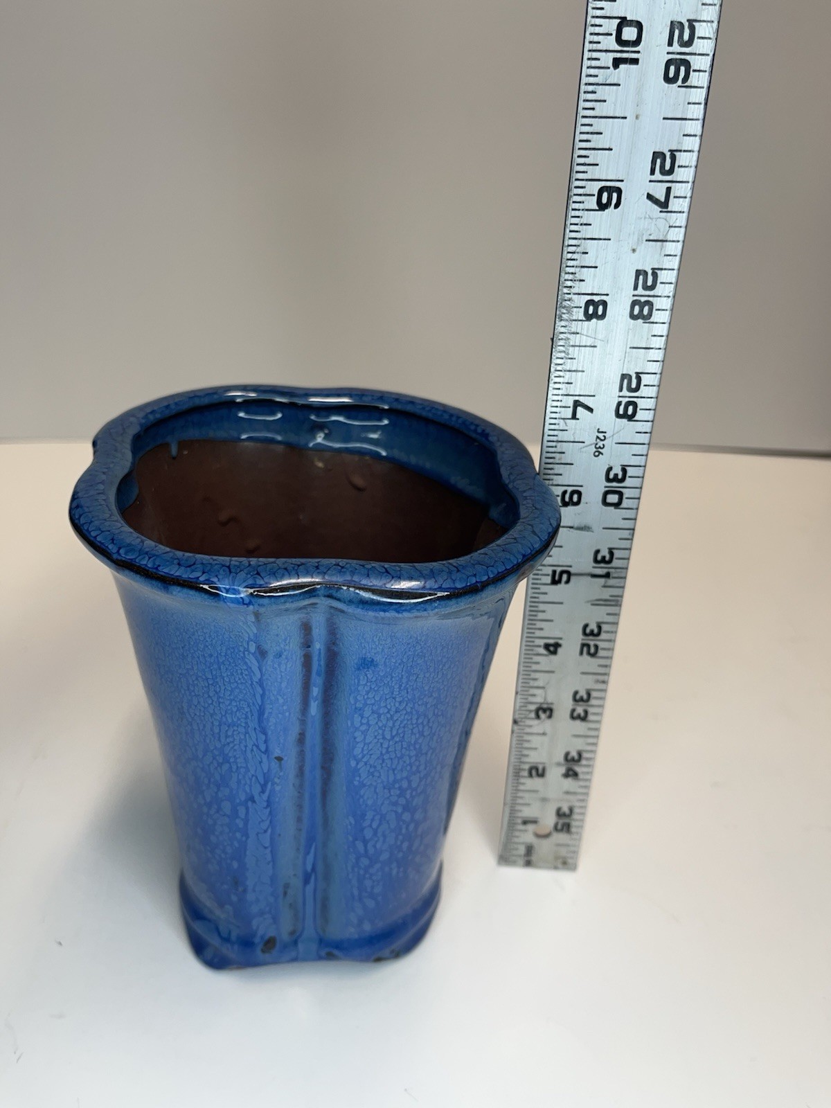 BEAUTIFUL HAND MADE BLUE POTTERY PLANTER 6.5” Tall