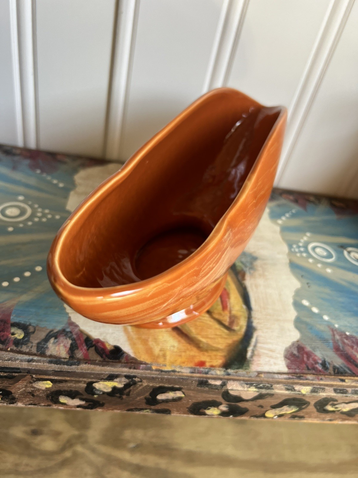 Vintage Mccoy Harmony Vase Vessel Orange And Yellow 1961 Planter