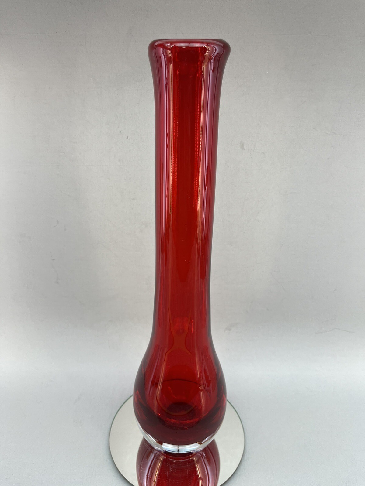 Vintage Design Guild ￼15” Ruby Red Modernist Glass Vase ￼Thailand ￼Cranberry