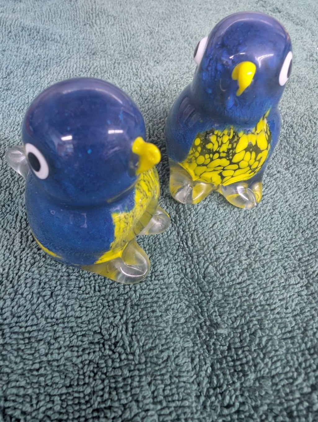 Unbranded Decor Blue and Yellow Glass Bird Figurines One Size