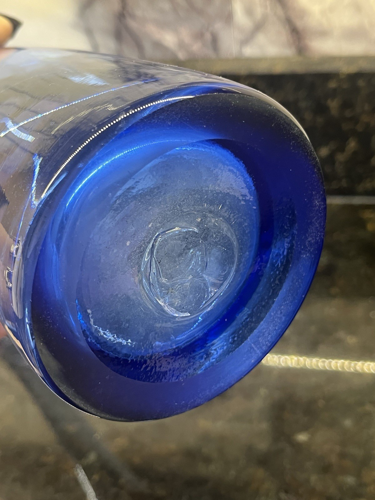 Vintage Cobalt Blue Hand Blown Stretch Glass Vase Vessel 14.5”H