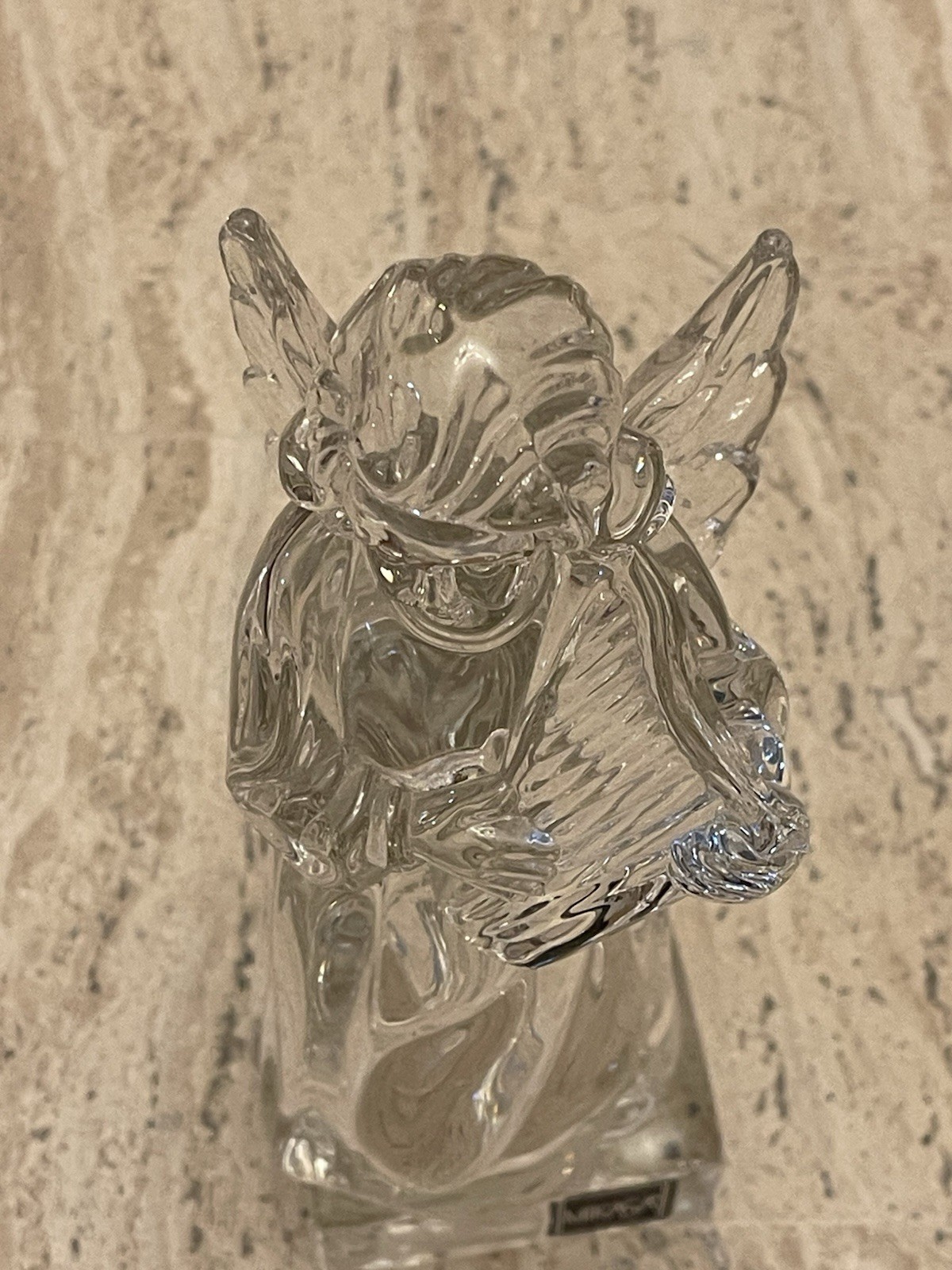 MIKASA HERALD COLLECTION ANGELIC HARP LEAD CRYSTAL ANGEL.