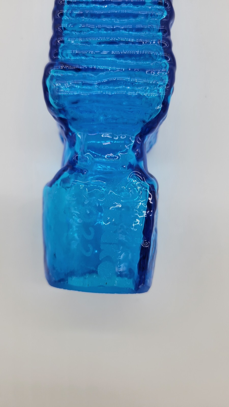 Blenko Turquoise Omnibus Stopper Garden Spear Etched Blenko 2022, FIRST QUALITY
