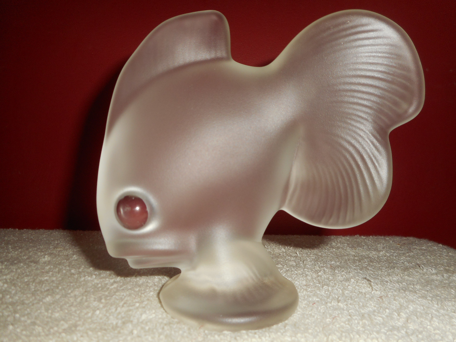 ART VANNES France Crystal Fish Sculpture French SIGNED Frosted Paperweight