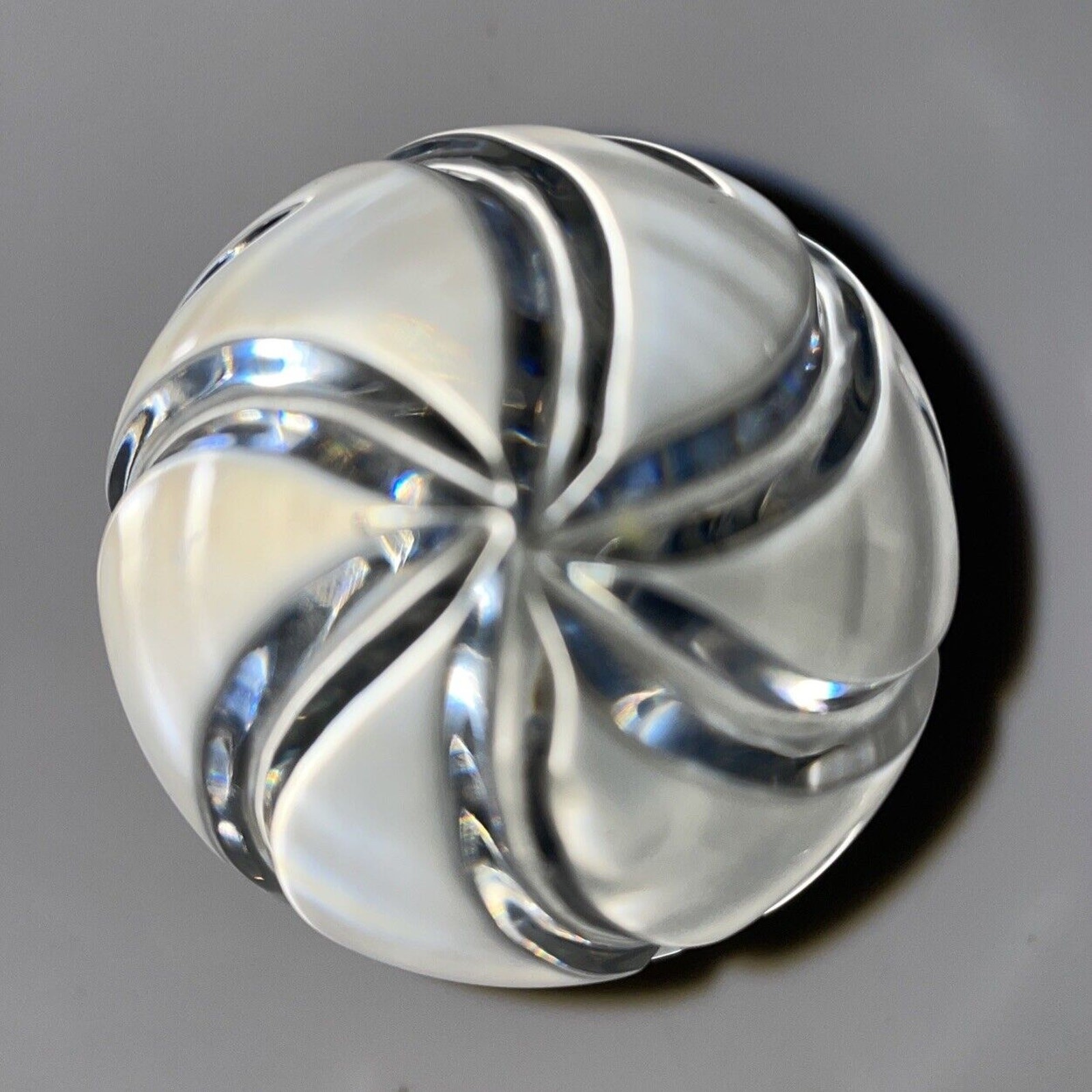 Solid Crystal Egg w/ Swirls Paperweight 3.25 in Weight Is 1 Pound. Beautiful!