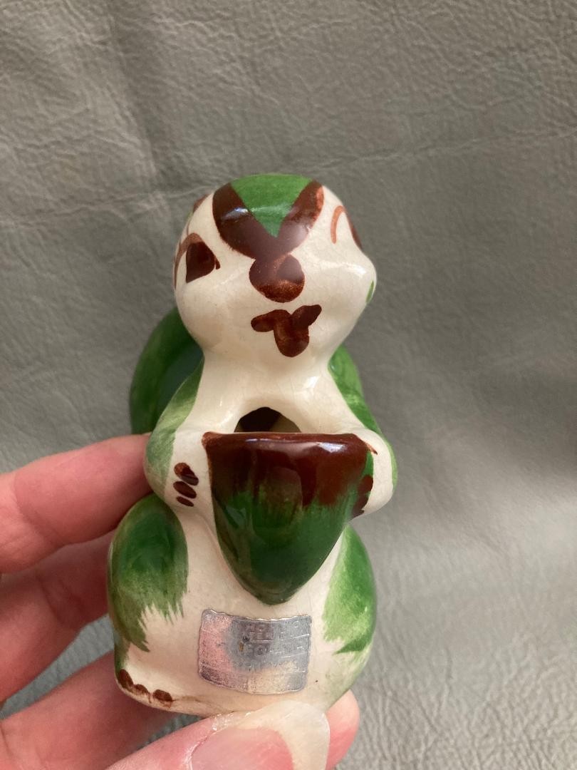 Vintage CALIFORNIA Pottery RIO HONDO Squirrel Toothpick Holder with Label